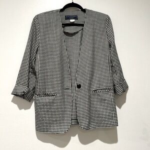 Vintage Norton McNaughton Black and White Gingham Blazer size 4